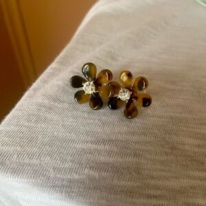 LOFT Black and Brown Flower Earrings